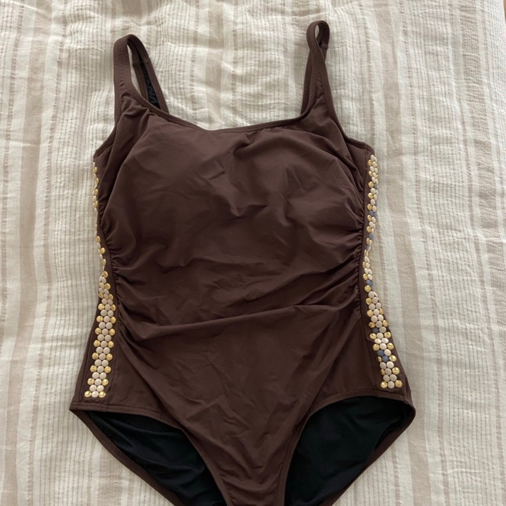 Michael Kors Swimsuit NWOT’s! Brown One-Piece Swimsuit with Beaded Sides